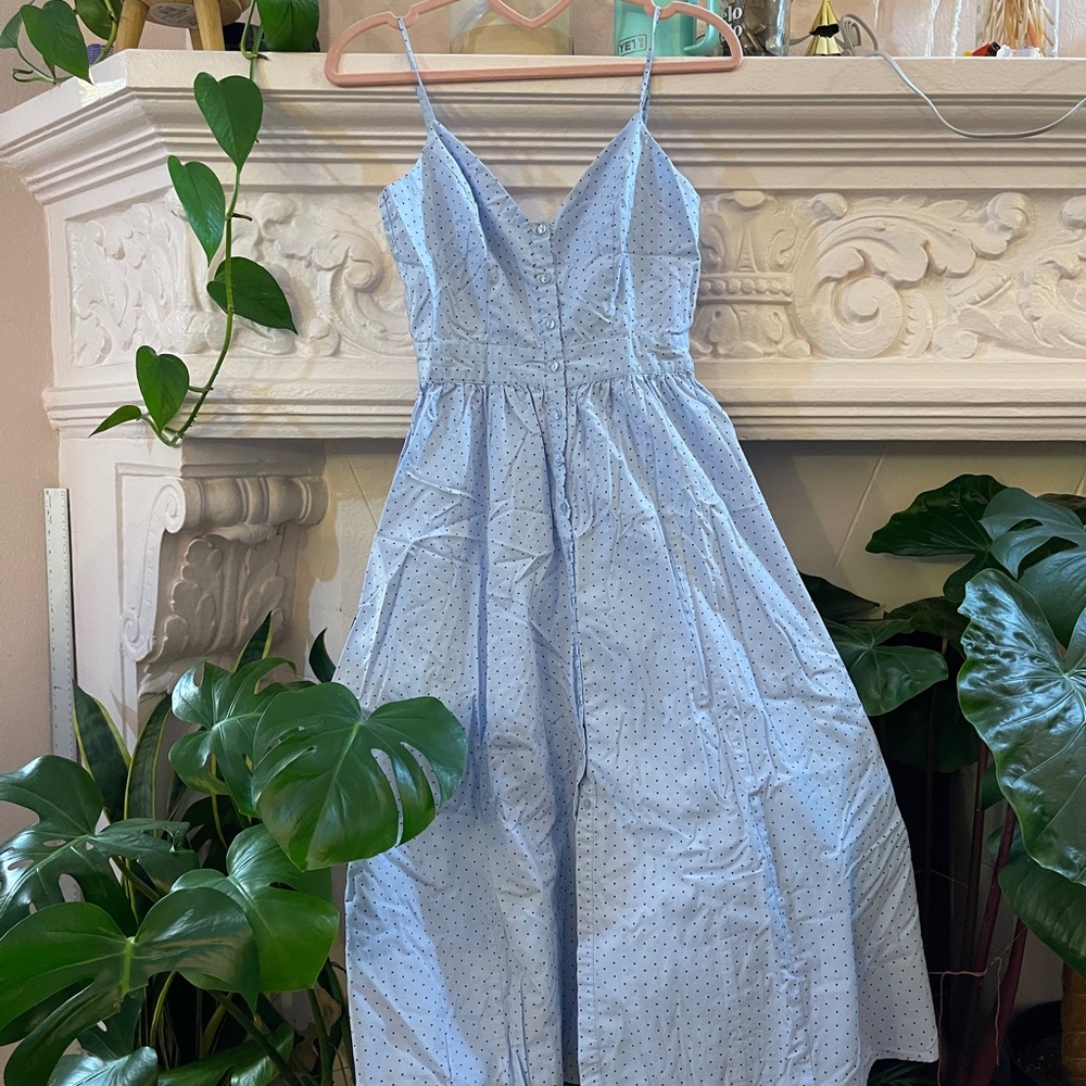 Pastel blue coquette style summer dress | polka dot